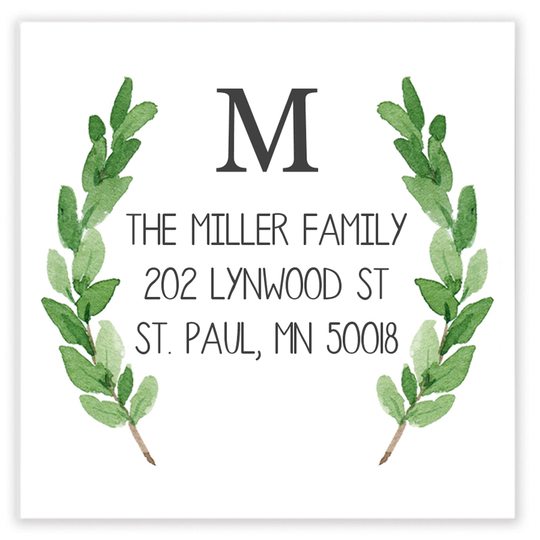 Two Sprigs Initial Square Address Labels